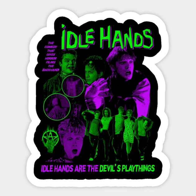 IDLE HANDS - A boy and his hand Sticker by WithinSanityClothing